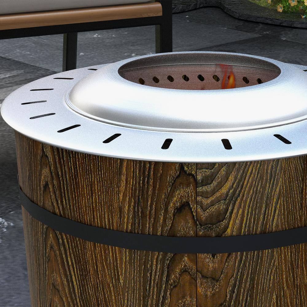 20" Brown Composite Round Smokeless Fire Pit with Fireproof Mat