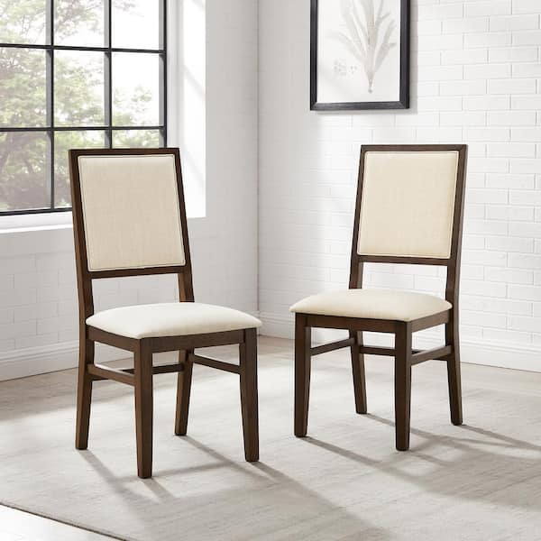 Joanna Dark Oak Rubberwood Upholstered Dining Chair (Set of 2)