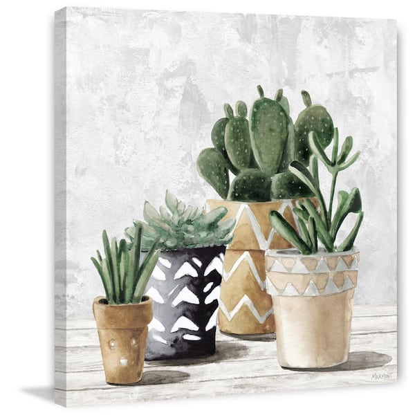 Unbranded "Triangle Pots" by Marmont Hill Unframed Canvas Nature Wall Art 24 in. x 24 in.
