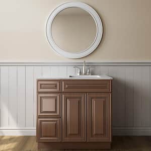 36 in. W x 21 in. D x 34.5 in. H in Cameo Scotch Plywood Ready to Assemble Bath Vanity Cabinet without Top 3-Drawers