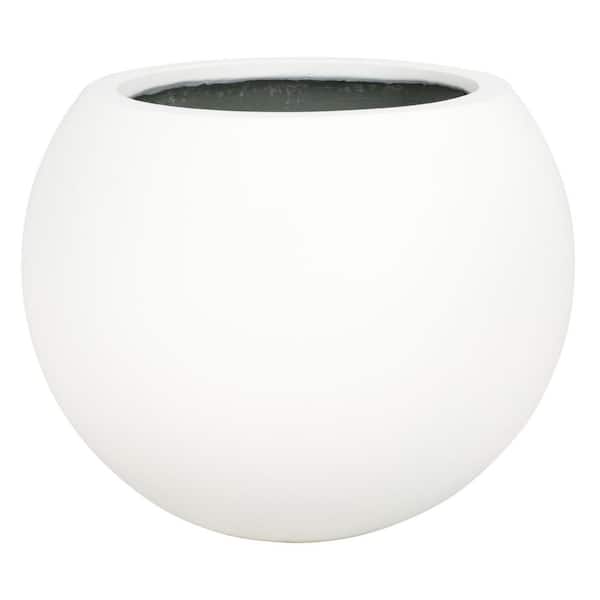 Kenslia White Concrete Ficonstone Outdoor Planter (19.6 in. W x 15.7 in. H)