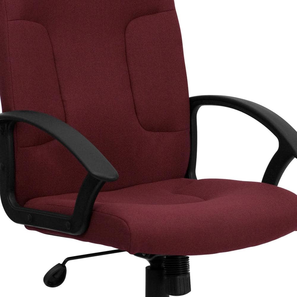Burgundy Fabric Swivel Task Chair with Fixed Nylon Arms
