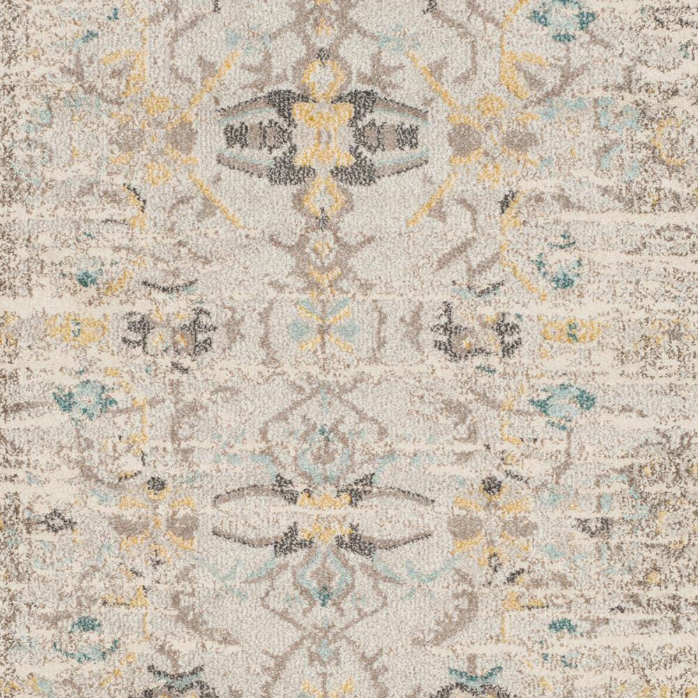 Elsdon Grey and Multicolor Floral 9' Square Synthetic Rug