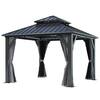 COVERONICS 12 ft. x 12 ft. Hardtop Gazebo, Outdoor Galvanized Steel Double Roof Gazebos with Aluminum Frame, Netting and Curtains HD-ATPSB24-G038