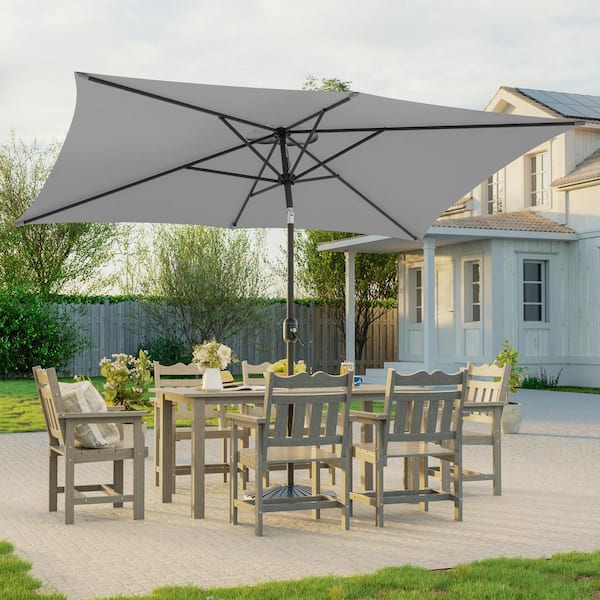 6 ft patio umbrellas JOYESERY 6 ft. x 9 ft. Outdoor Rectangular Market Patio Umbrella with  UPF50+, Tilt Function and Wind-Resistant Design in Gray J-MK-310-GY-V1