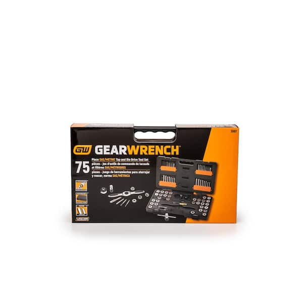 GEARWRENCH SAE & Metric, Small & Medium Ratcheting Tap & Die Set 