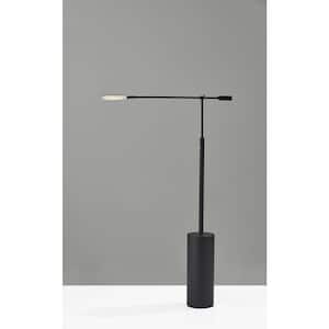 64 in. Black and White 1 Light 1-Way (On/Off) Standard Floor Lamp for Liviing Room with Metal Round Shade