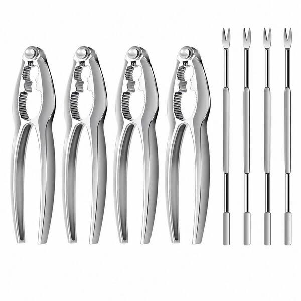 8 Piece Stainless Steel Seafood Crackers Set Nut Cracker Tool Durable Anti-Corrosion for Crab Lobster Oysters