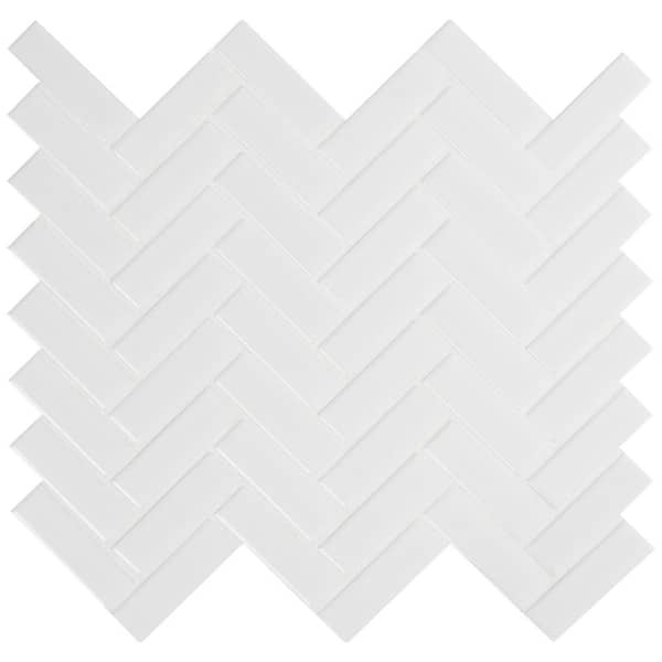 MSI Retro Bianco Herringbone 11 in. x 12 in. x 0.24 in. Porcelain Mesh-Mounted Mosaic Tile (13.8 sq. ft./Each)