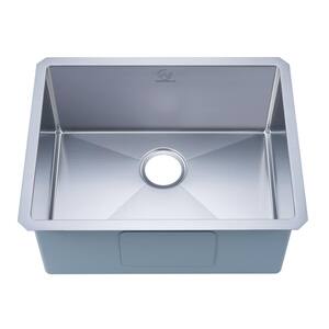 NationalWare Undermount 18-Gauge Stainless Steel 23 in. Single Bowl Kitchen Sink in Stainless Steel with Strainer