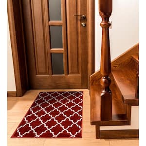 Trellisville Collection Cotton Red 2 ft. x 3 ft. Jute Backing Non Slip Indoor Area Rug