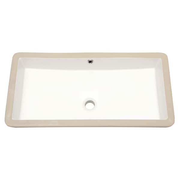 Unbranded 28 in. x 14 in. Undermount Rectangular Single Bowl Vessel Bathroom Sink in White