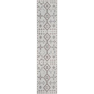 57 Grand Machine Washable Ivory/Multi 2 ft. x 8 ft. Graphic Contemporary Runner Area Rug