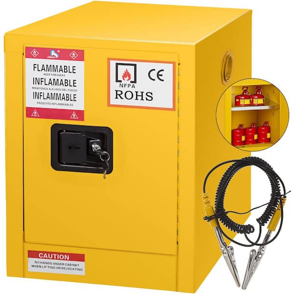 Flammable Safety Cabinet Adjustable Shelf Galvanized Steel 17 in. W x 17 in. D x 18 in. H Yellow Outdoor Safety Cabinet