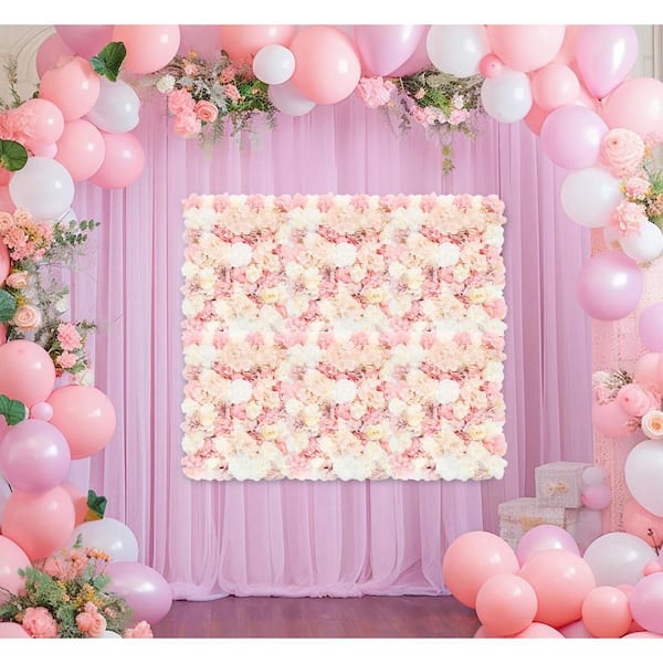 YIYIBYUS 6-Piece 23.62 in. x 15.74 in. White and Pink Artificial