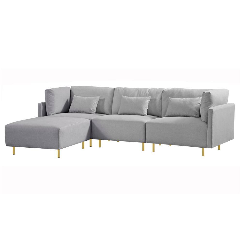 ATHMILE 60 in. W Square Arm Fabric Modern L Shaped Sofa in Gray ...