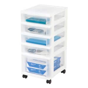  4 Drawers Organizer with Tray Top, Plastic Drawers Organizer  with Wheels，Desk Organizer, Versatile Storage for Office, School, Makeup  Organize, Medical Supplies(WhiteGrey) : Office Products