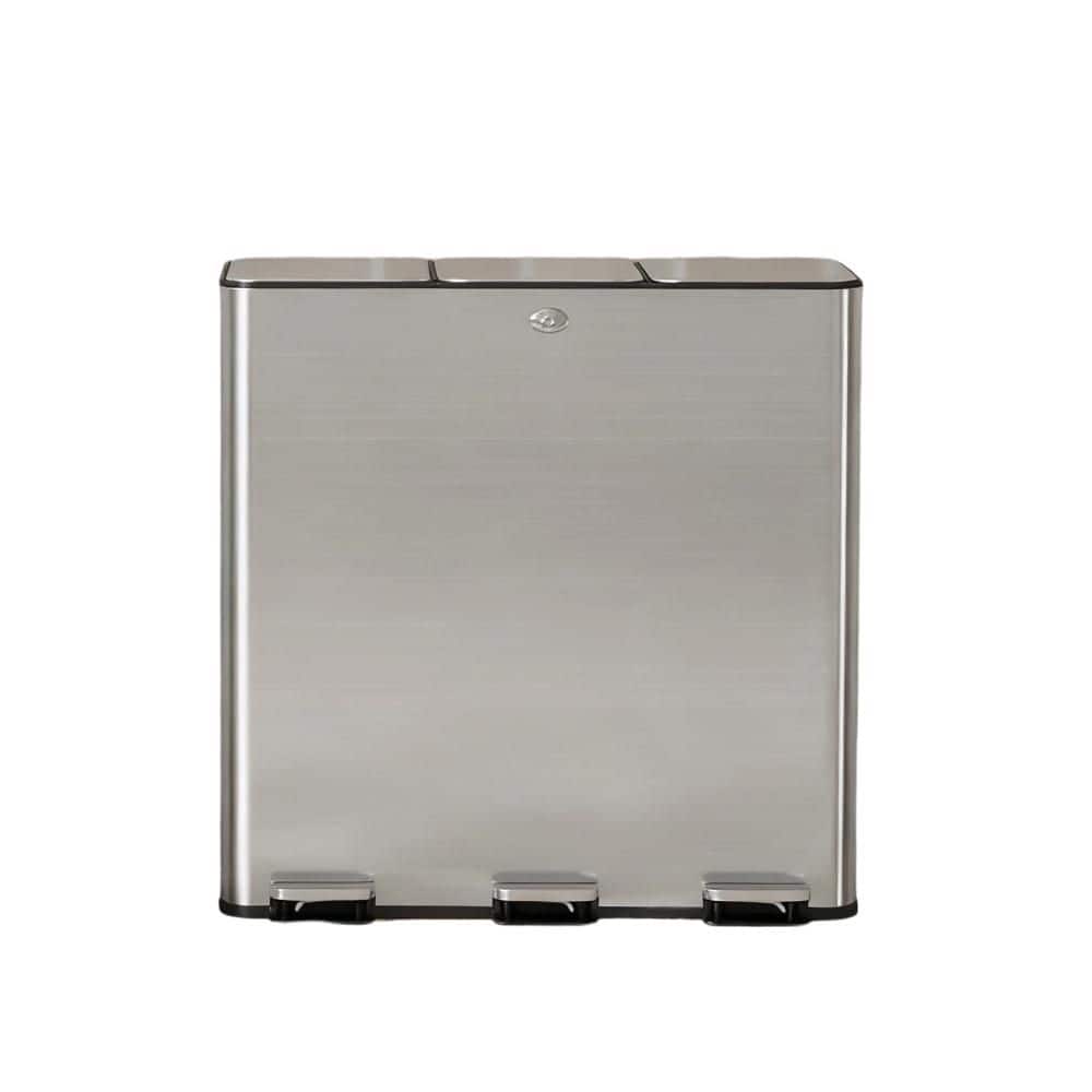 15 Gal. Silver Stainless Steel 3 Compartments Pedal Odor Control Kitchen Recycling Trash Can with Separated Lid for Home price history on PriceWatchPro