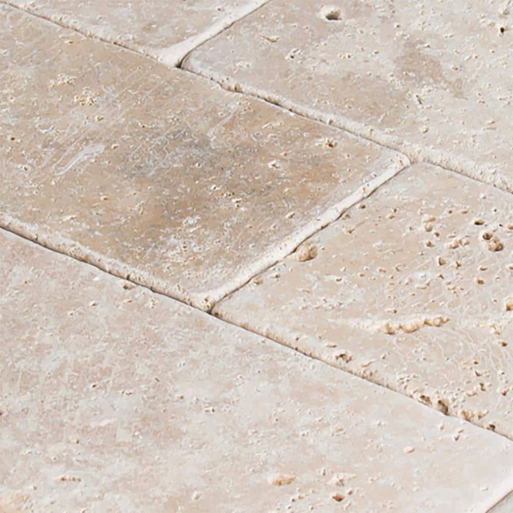 Bologna Chiaro Tumbled Travertine Bathroom Floor and Wall Tile