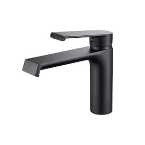 Single Handle Single Hole Bathroom Faucet with Supply Lines and Spot Resistant in Matte Black