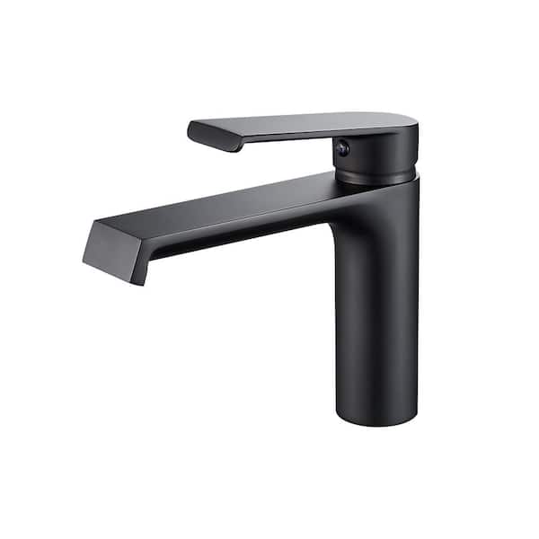 FURUISI Single Handle Single Hole Bathroom Faucet with Supply Lines and Spot Resistant in Matte Black