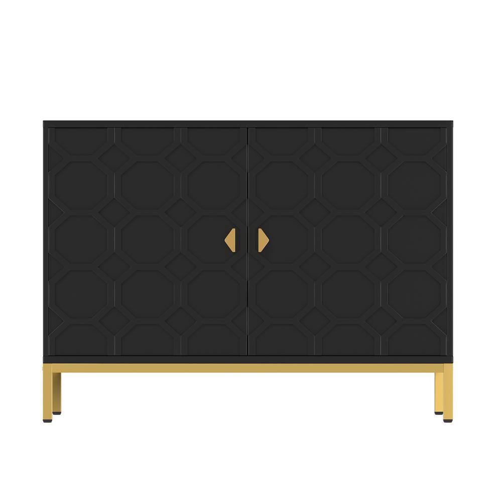 Clihome Indoor Black Top Accent Storage with 2Door and Metal