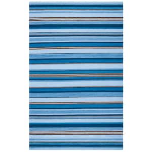 Striped Kilim Blue Rust 3 ft. X 5 ft. Striped Area Rug