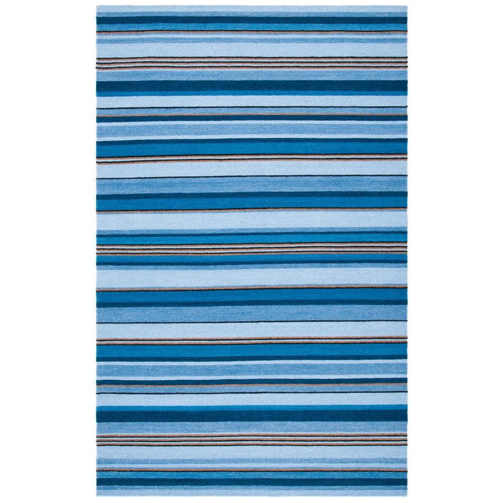 Handmade Red and Orange Striped Wool 8' x 10' Area Rug
