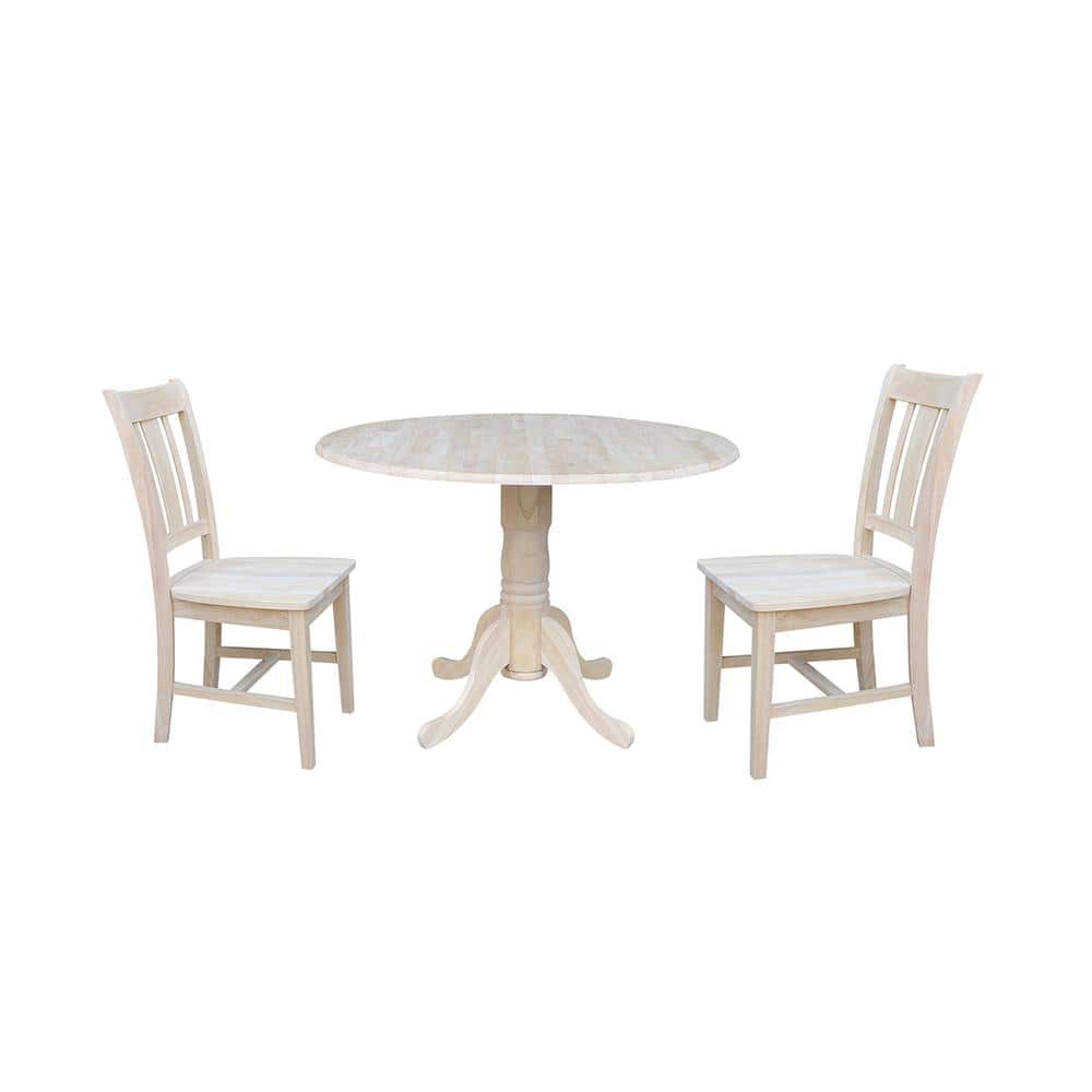 Elegant Solid Hardwood 42" Dual Drop Leaf Table with 2 San Remo Chairs Set