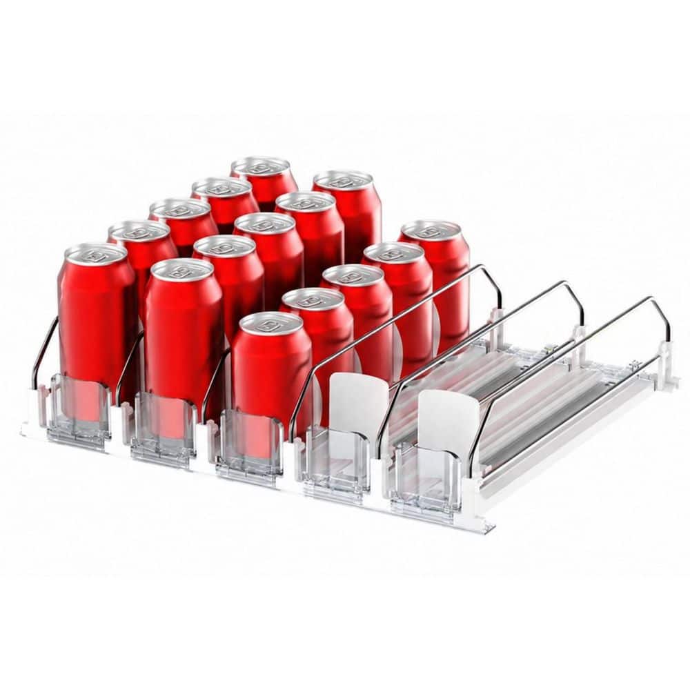 White Drink Organizer for Fridge with Automatic Pusher, Holds up to 25 Cans, Self-Pushing Beverage Dispenser price history on PriceWatchPro
