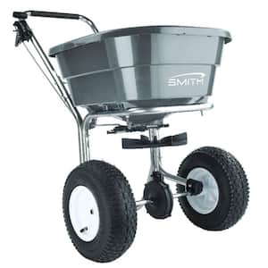 Premium 80 lb Stainless Steel Broadcast Push Spreader with Wheels for Fertilizer, Seed and Ice Melt
