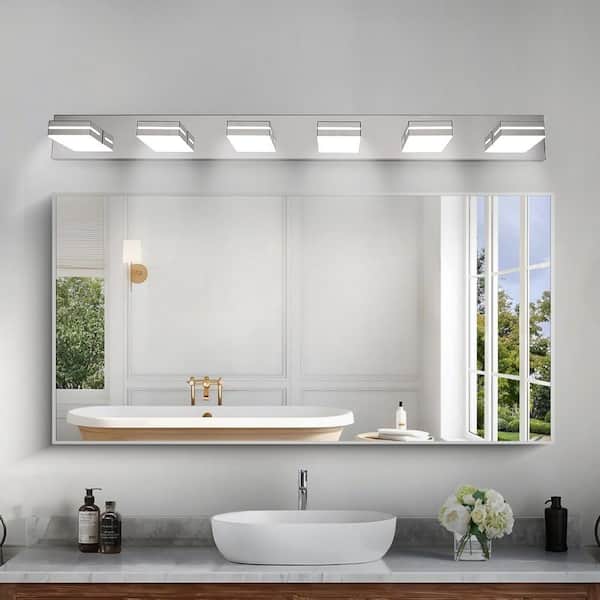 47.2 in. 6-Light Modern Chrome LED Vanity Light Wall Sconce for Bathroom and Mirror, Sleek Minimalist, Energy-Efficient
