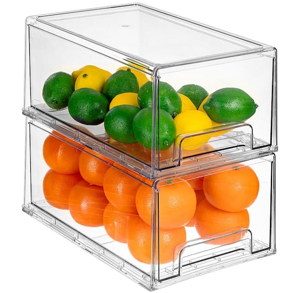 Sorbus Fridge Drawers - Clear Stackable Pull Out Refrigerator Organizer Bins  - Food Storage Containers for Kitchen, Refrigerator, Freezer, Vanity &  Fridge Organization and Storage (2 Pack, Medium)