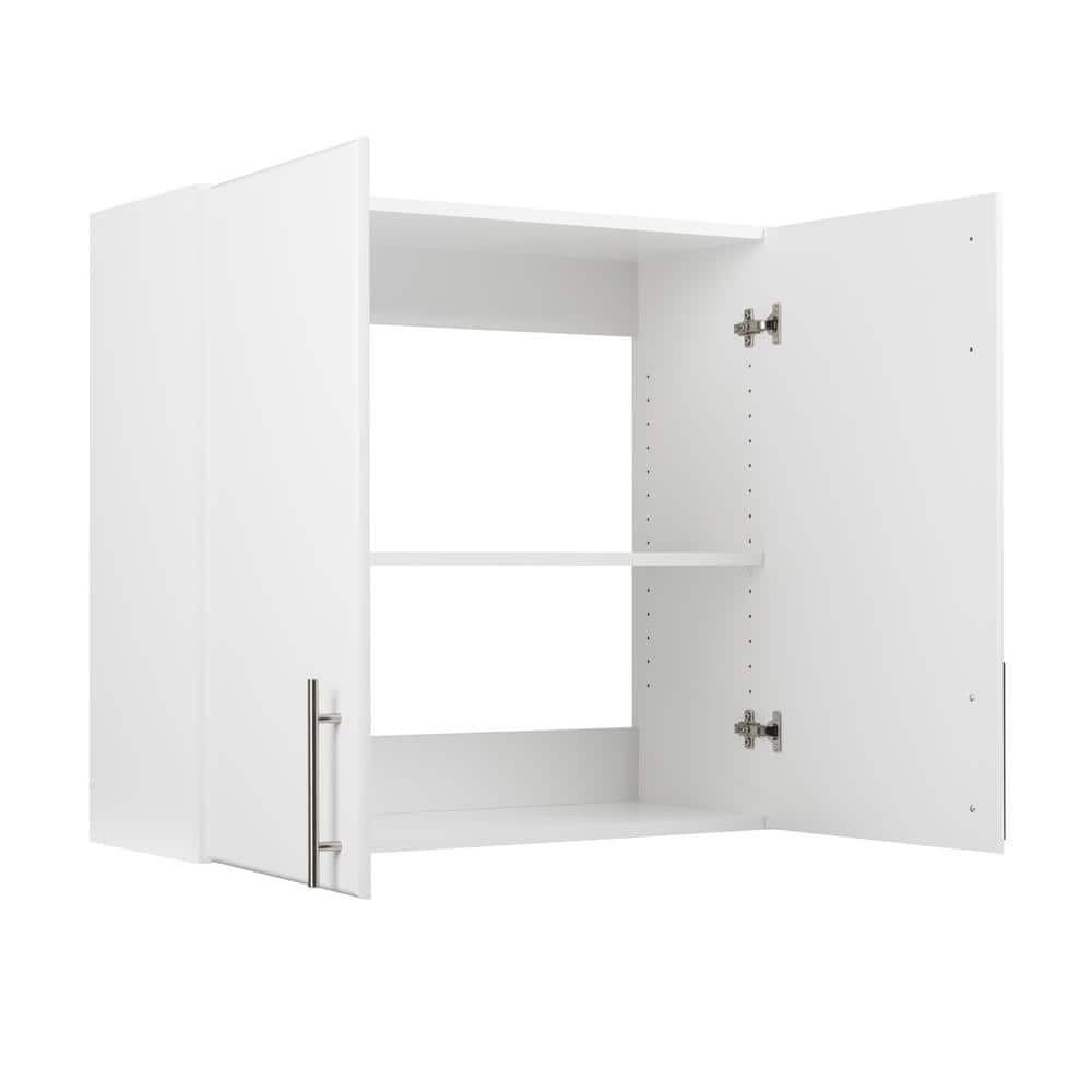 White Composite Wall Cabinet with Adjustable Shelving