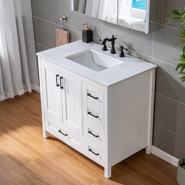 WOODBRIDGE 35.88 in. W x 22 in. D Single Sink Freestanding Bath