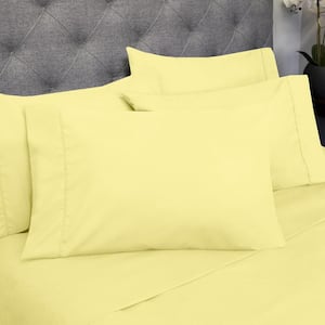1500 Supreme Series 6-Piece Pale Yellow Solid Color Microfiber Full Sheet Set