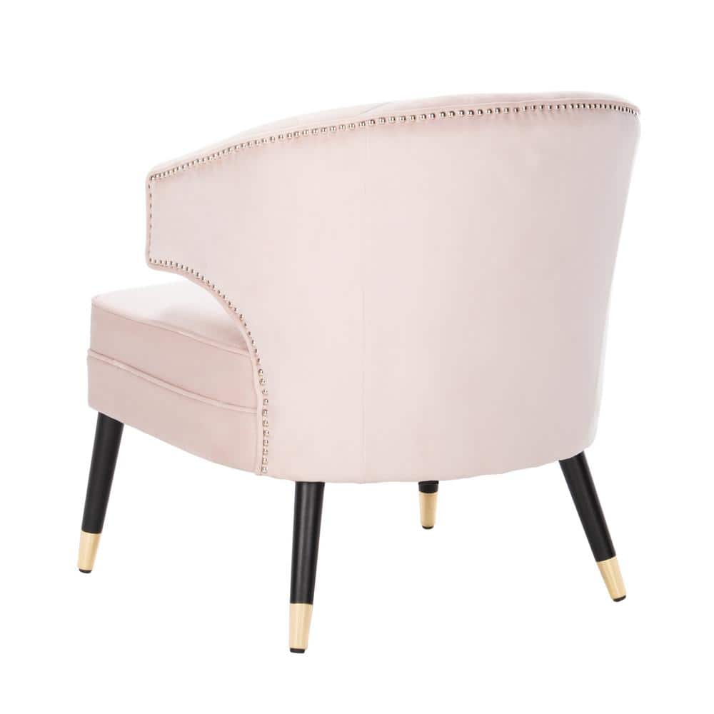 27'' Blush Pink Velvet & Black Wood Transitional Armless Chair