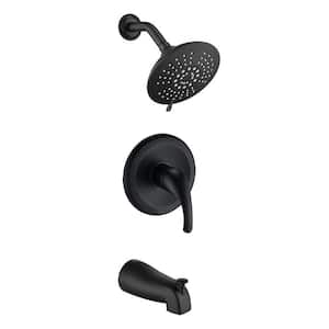 Single Handle 5-Spray High Pressure Bathroom Round Shower Faucet In Matte Black (Valve Included)