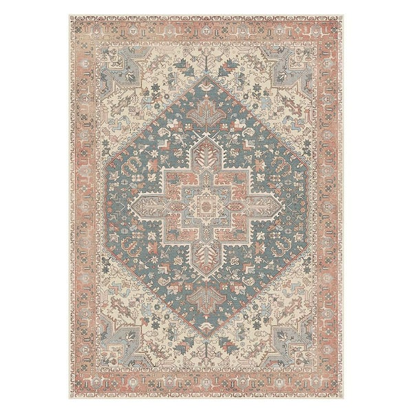 Azira Medallion Red/Beige 5 ft. x 7 ft. Living Room/Bedroom/Dining Room Area Rug