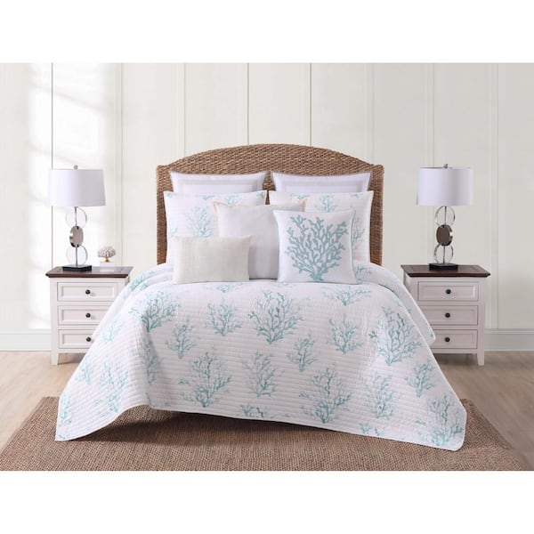 Reviews for Oceanfront Resort Cove 2Piece White and Blue Twin XL Quilt