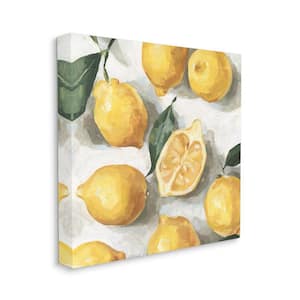 "Soft Yellow Citrus Lemon Pile Over White" by Emma Caroline Unframed Drink Canvas Wall Art Print 17 in. x 17 in.