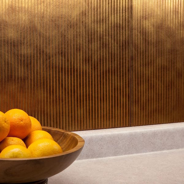Rib 18.25 in. x 24.25 in. Vinyl Backsplash Panel in Antique Bronze (5-Pack)