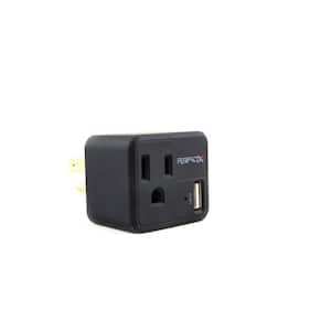 PowX Wall 1-Outlet with USB Charger, Black