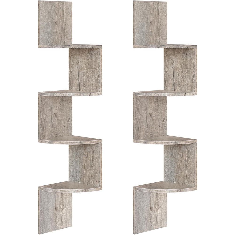 41.3 in. W x 7.9 in. D 4-Tier Greige Corner Shelf Decorative