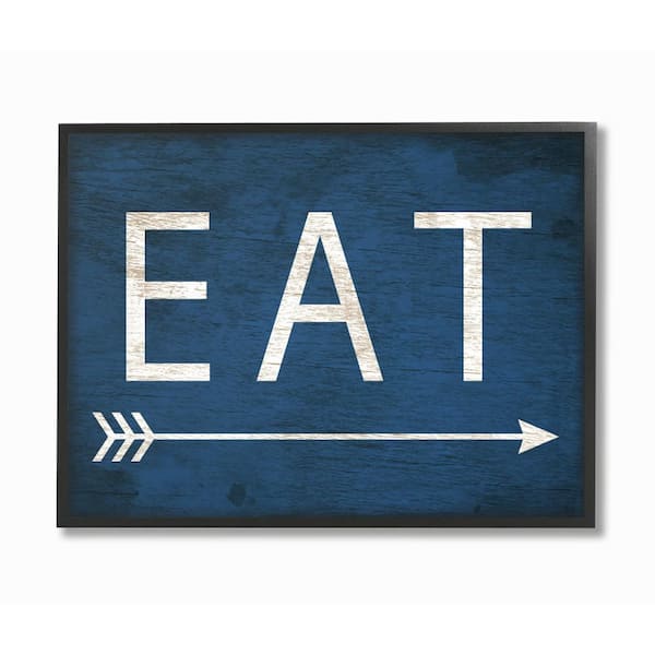 Stupell Industries 16 in. x 20 in. "Eat With Arrow Blue" by Daphne Polselli Wood Framed Wall Art