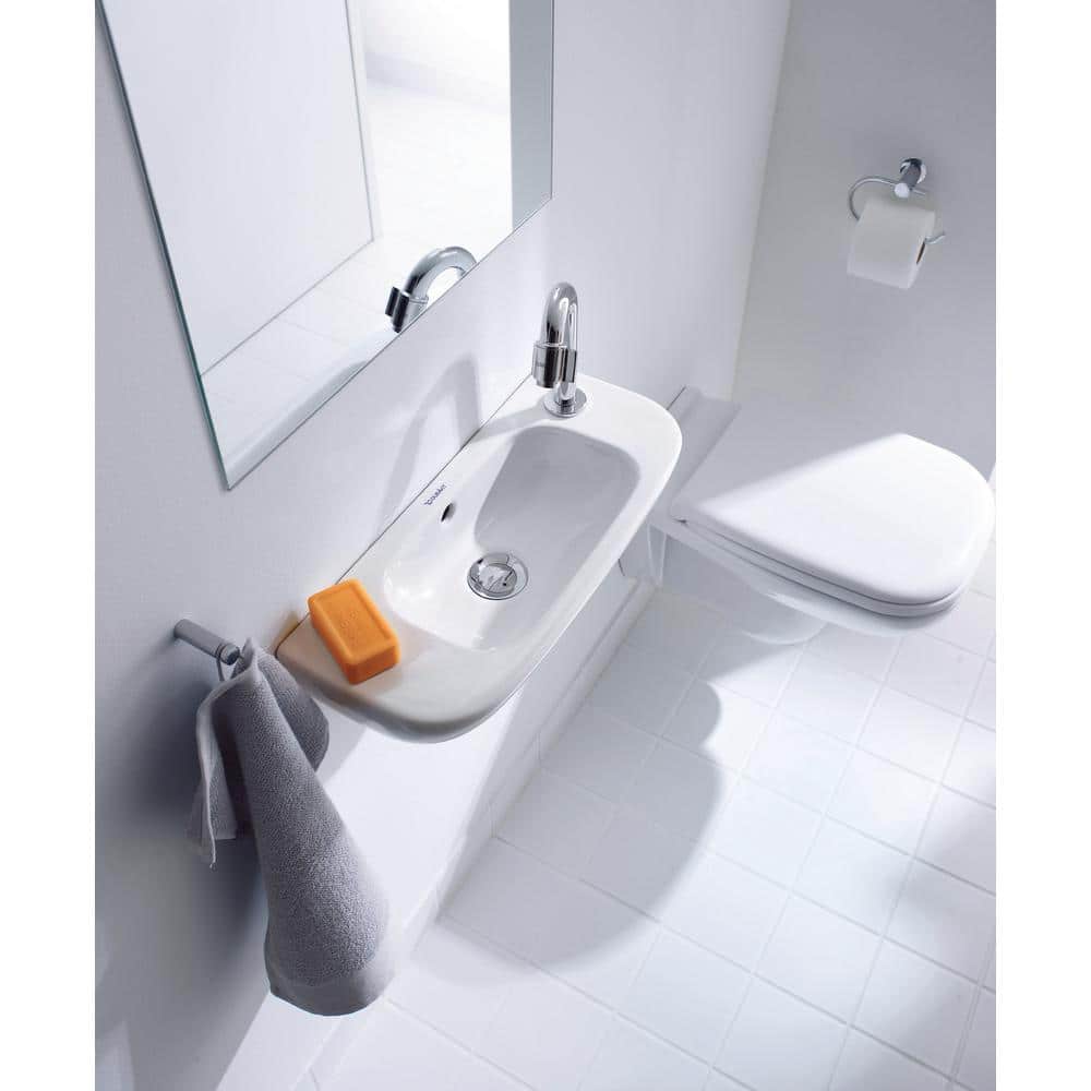Durastyle Alpin White Ceramic Wall-Mount Bathroom Sink with Right Tap Hole