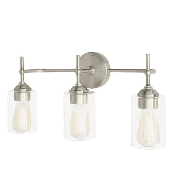 Home Decorators 3-Light Satin Nickel Vanity Light with Frosted White Glass 