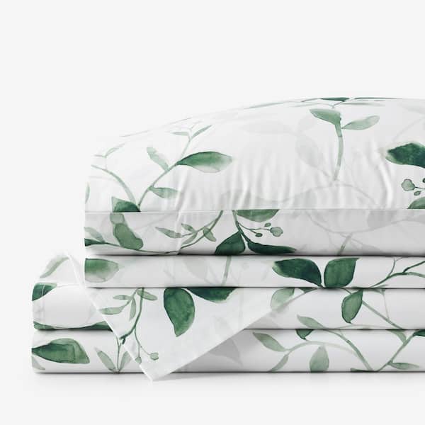 Legends Hotel Botanic Meadow Wrinkle-Free Sateen Evergreen Full Sheet Set