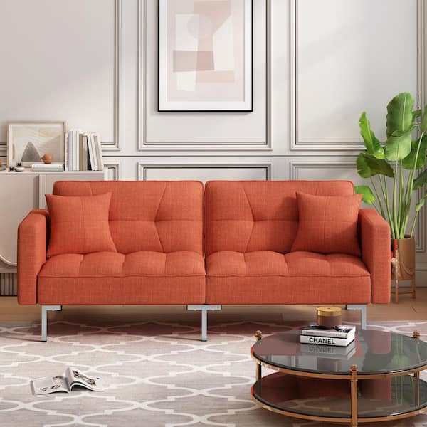 orange futon sofa bed