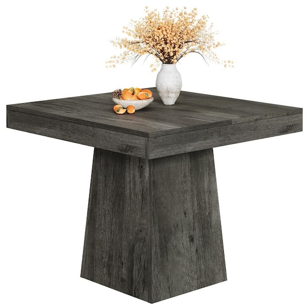 Delilah Modern Gray Wood 31.5 in. Dining Table Pedestal Square Kitchen Dining Table Seats-4 Farmhouse